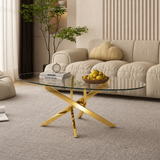 Oval Glass Dining Table Gold 39"