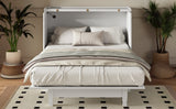 Farmhouse Style Solid Pine Murphy Bed Chest Cube with Charging Station and Storage Drawer, Full, White