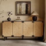 Accent Natural Sideboard Buffet Cabinet Storage Wood TV Stand in Wire-Brushed