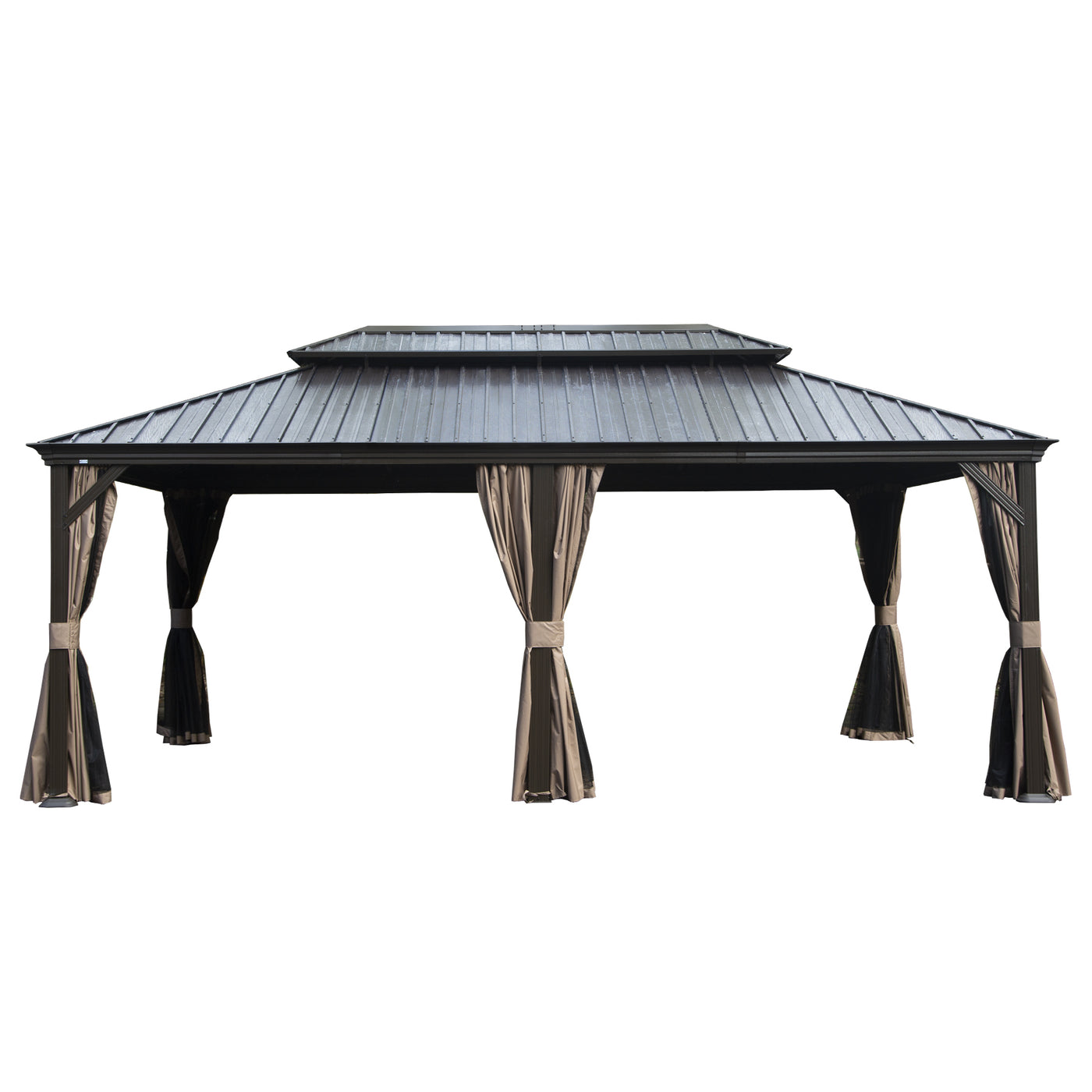 12' x 18' Hardtop Gazebo Metal Roof Drainage Curtains