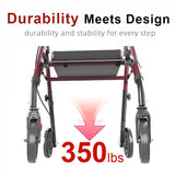 Matinal Foldable Rollator Walkers with Seat for Seniors, 350 lb Capacity