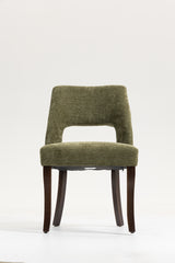 Set of 2 Solid Wood Dining Chair Tufted Green