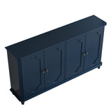 Blue Farmhouse Sideboard Buffet Cabinet, 4 Door Vintage Storage Credenza with De