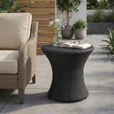 Black Rattan Hourglass Table Without Glass Top