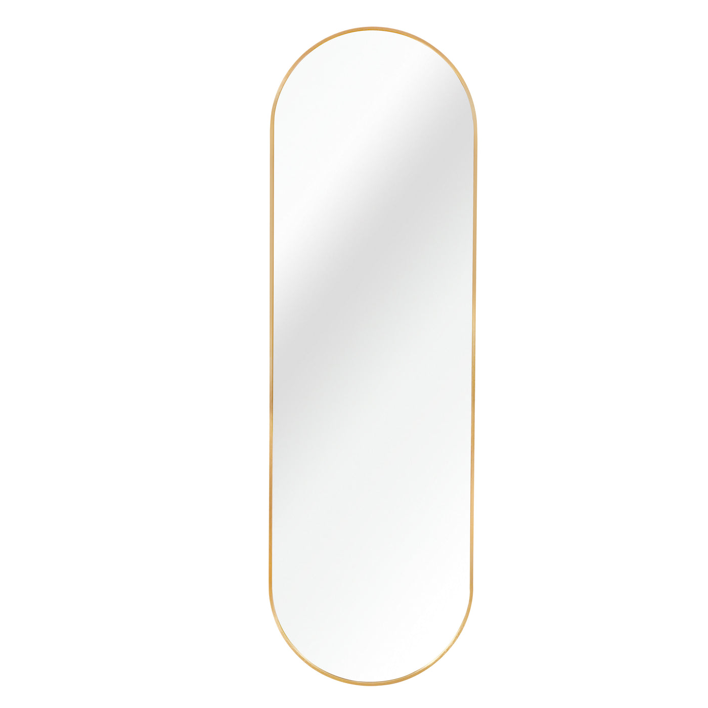 Gold Pill Shaped Full Length Mirror 63 x 20 In