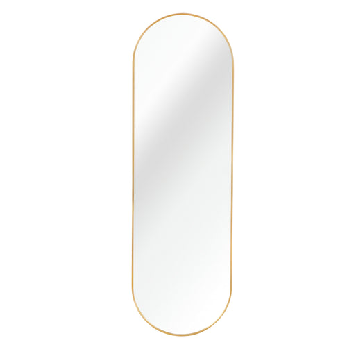Gold Pill Shaped Full Length Mirror 63 x 20 In
