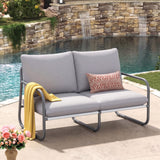 Outdoor Patio  2-Seater Aluminum Frame Loveseat with Water Resistant Cushions