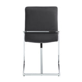 Side Chair Set of 2 - Gray Velvet - Chrome Finish - Openwork Back