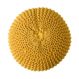 Bordeaux Knitted Cotton Round Pouf Ottoman, Yellow