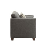 Linen Accent Chair with 3 Pillows, Nailhead Trim, Light Charcoal