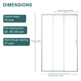 48"W× 76"H Triple Bypass Sliding Shower Door With 5/16 In. (8mm) Clear Glass