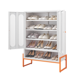 White Metal Double Door Shoe Cabinet 31.49"x13.77"x46.45