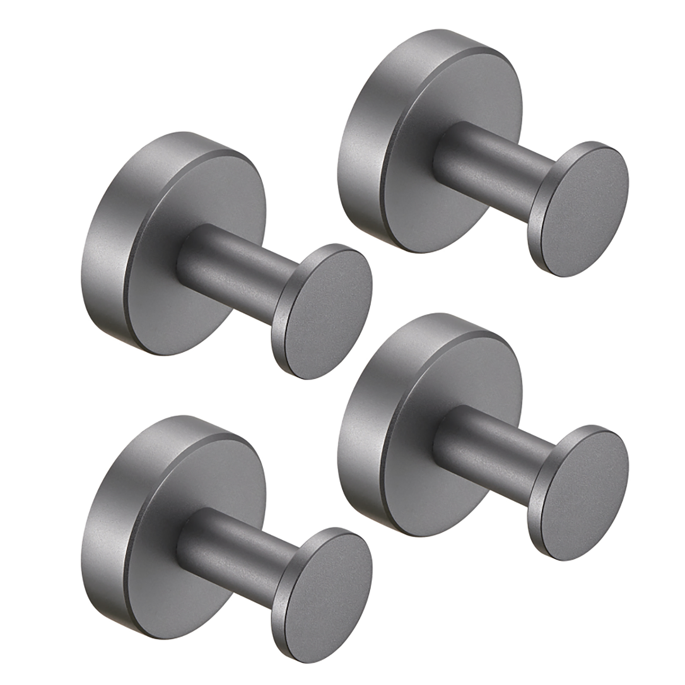 Round Gun Grey Coat Hooks Wall Mount 4 Pack