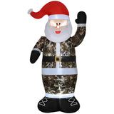 HOMCOM 8' Christmas Inflatables Outdoor Decorations Santa Claus Wearing Camoufla