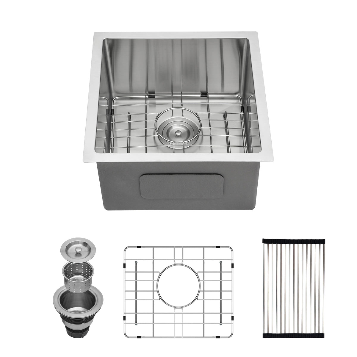 17' x 19' x 10' Premium Brushed Nickel 17 Inch Undermount Sink 16 Gauge Stainles