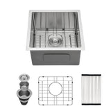 17' x 19' x 10' Premium Brushed Nickel 17 Inch Undermount Sink 16 Gauge Stainles