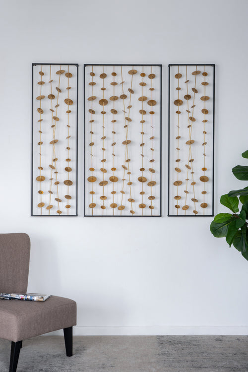 3 Piece Black Frame Metal Wall Art Decor Set