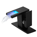 LED Waterfall Bathroom Sink Faucet Single Handle Black