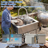 Stainless Steel Utility Sink, 29.5" Freestanding Single Bowl Laundry Sink