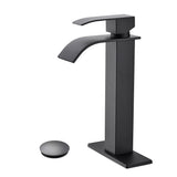 Waterfall Spout Single Handle Bathroom Sink Faucet Pop-Up Drain