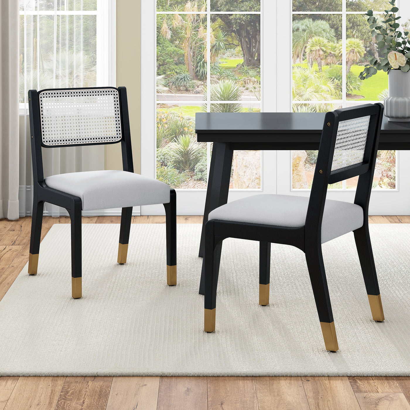 Set of 2 Modern Farmhouse Dining Chairs, Padded Seat