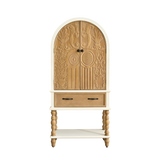 31.5" Arched Flower Carved Wooden Sideboard Cabinet