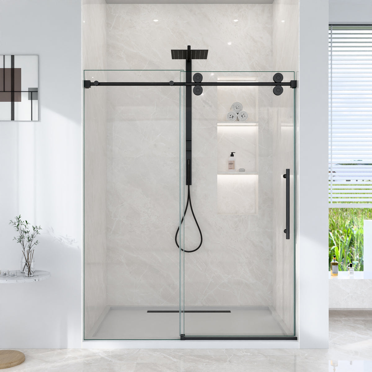 56"-60"W*72" H Frameless Single Sliding Shower Door
