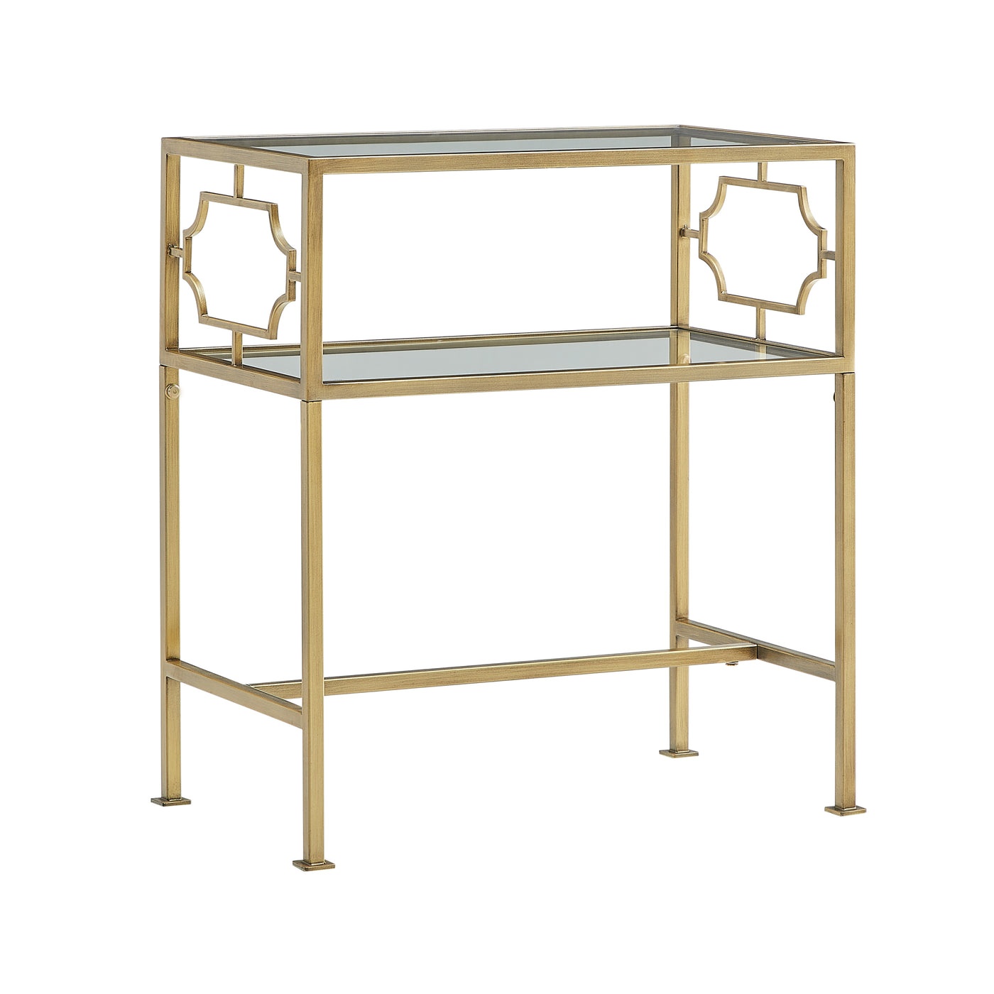 Grifton Rectangular Antique Gold Metal Glass Side Table