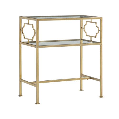 Grifton Rectangular Antique Gold Metal Glass Side Table