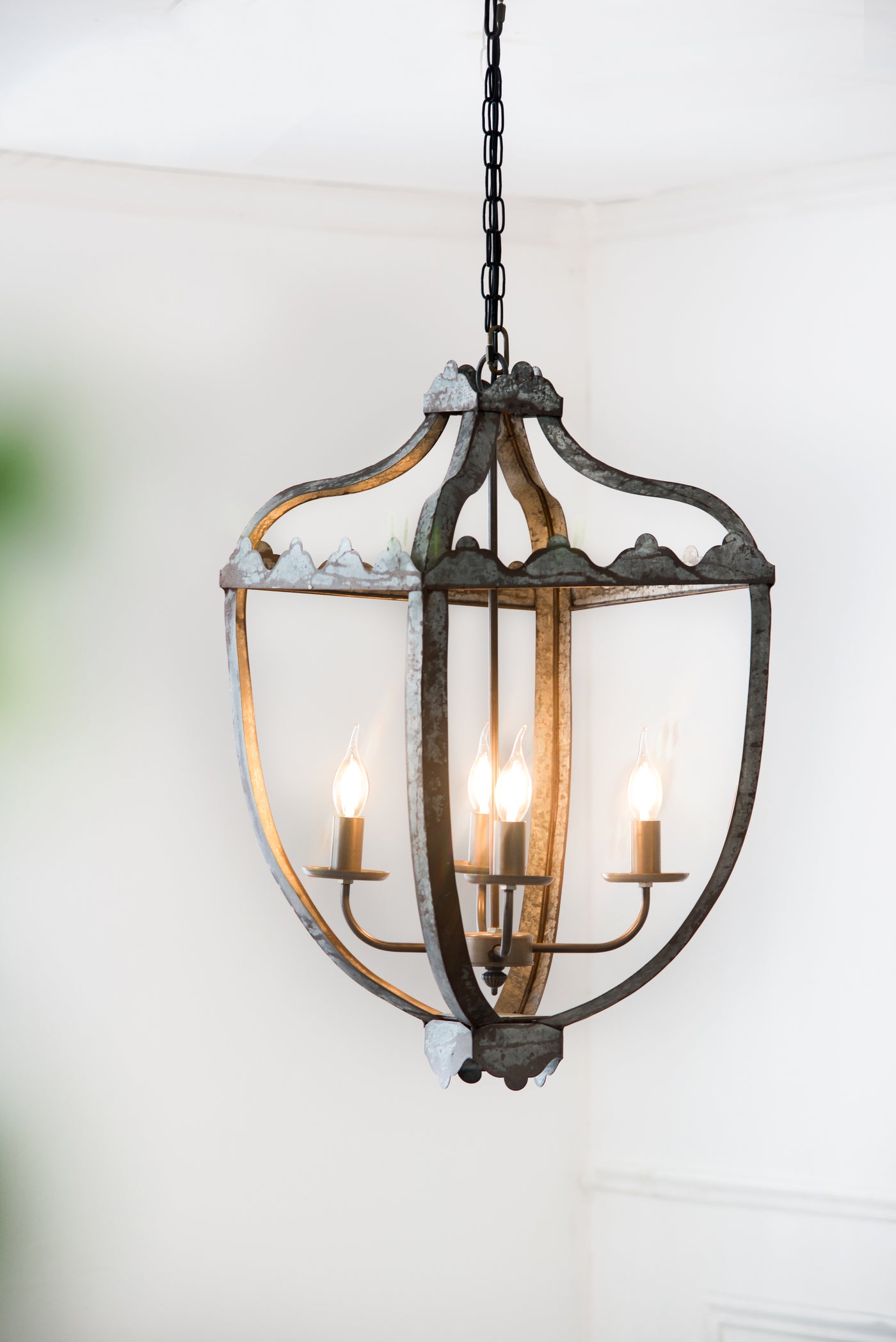 4-Light Metal Chandelier with Adjustable Chain