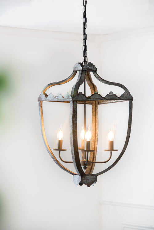4-Light Metal Chandelier with Adjustable Chain