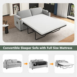 Grey Corduroy Sleeper Sofa Loveseat Full Size Mattress USB
