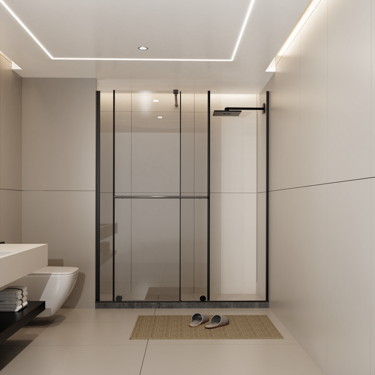 Glass Shower Door, 30 - 60 in.W x 72 in.H Shower Sliding Door Walk-in Shower