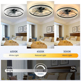 Flush Mount Ceiling Fan with LED Light - Crystal - Black - 24"