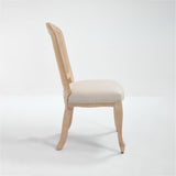 French Country Upholstered Dining Chairs Set of 2, Beige