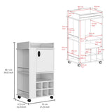 Bar Cart - Cabinet With 6 Wine Racks - Casters - 21.65"W Top
