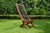 Accent Chair Folding Solid Wood Natural Rope Seat Indoor Outdoor Foldable