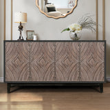 Mid Century Sideboard Buffet Cabinet 60" Solid Wood Legs