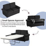 Linen Loveseat Sleeper Black 58"