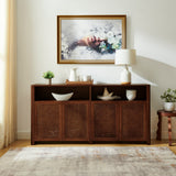 63" Mid Century Modern Rattan Sideboard Buffet Cabinet