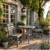 Outdoor Bistro Set HDPE Charcoal Gray Round Table 3 Piece Seats 2