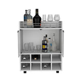 Bar Cart - Manufactured Wood - 8-Bottle Rack & Glass Doors