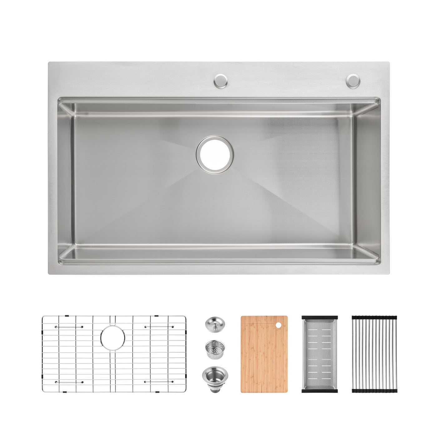 Stainless Steel Kitchen Sink 36x22 Single Bowl Overmount Brushed