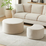 Round Corduroy Nesting Tables Set of 2 Beige