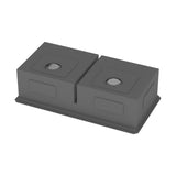Double Bowl (50/50) Undermount Kitchen Sink- 36"x19"x10" Gunmetal Black 16 Gauge