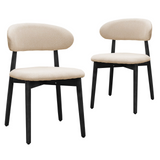 Set of 2 Rubberwood Dining Chair Beige