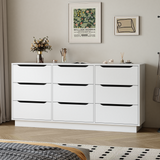 9-Drawer Engineered Wood Dresser White 63"