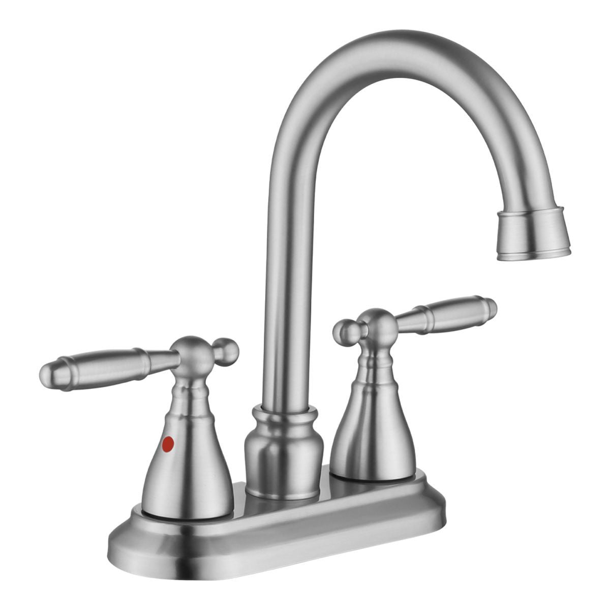 Brushed Nickel 360 Degree High Arc Swivel Bathroom Faucet 4" Centerset
