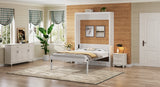 Beige Full Size Murphy Bed with 2 Drawers, Solid Pine Wood + MDF, 80.5''L x 61.5''W x 89''H