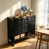 Buffet Cabinet with Storage: 44.49"Black Woven Door Accent Cabinets